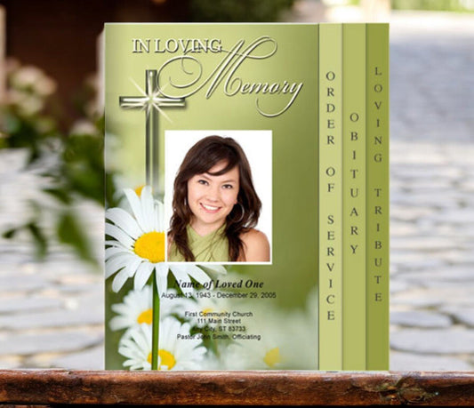 Daisy 8 - Sided Graduated Program Template - The Funeral Program Site