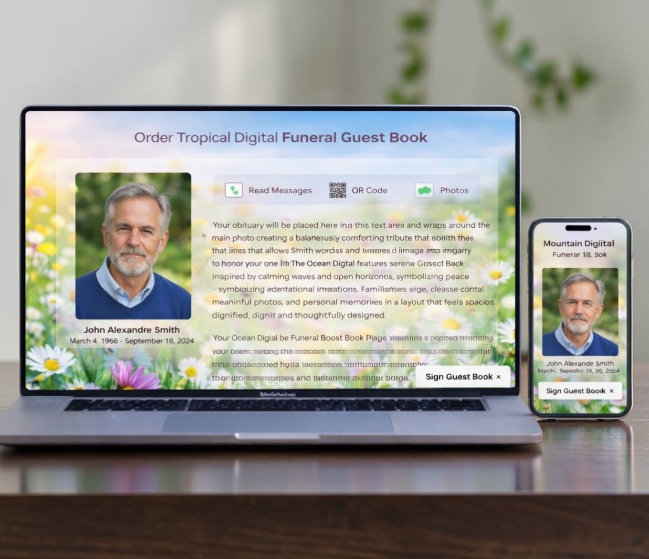 Daisy Digital Funeral Guest Book - The Funeral Program Site