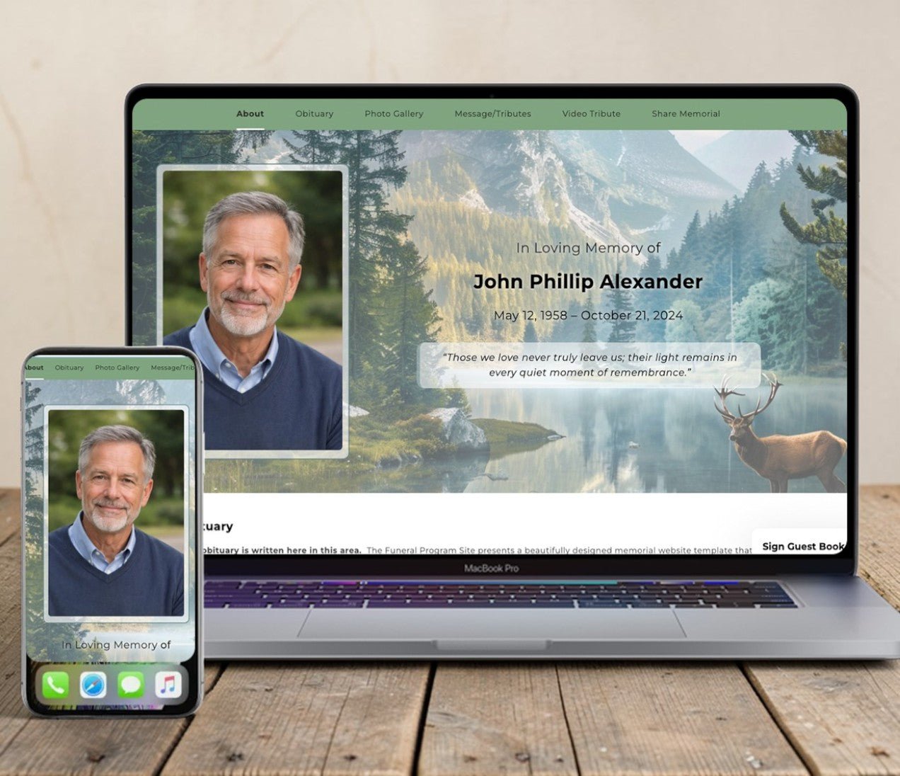 Memorial Website - Deer Online Memorial Web Page – The Funeral Program Site