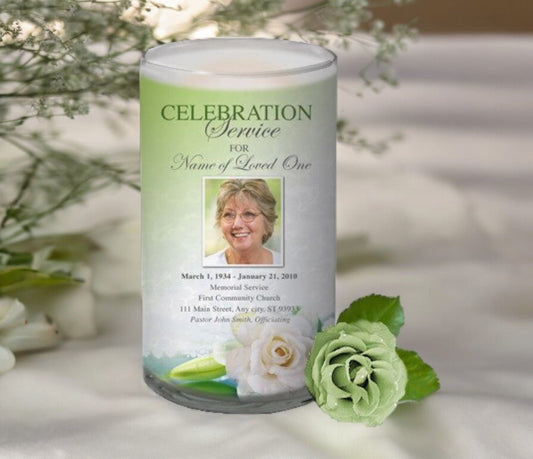 Divine Personalized Glass Memorial Candle - The Funeral Program Site