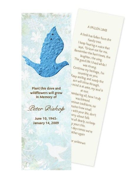Dove Plantable Memorial Bookmark (Pack of 12) - The Funeral Program Site