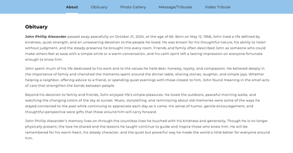 Doves Online Memorial Website - The Funeral Program Site