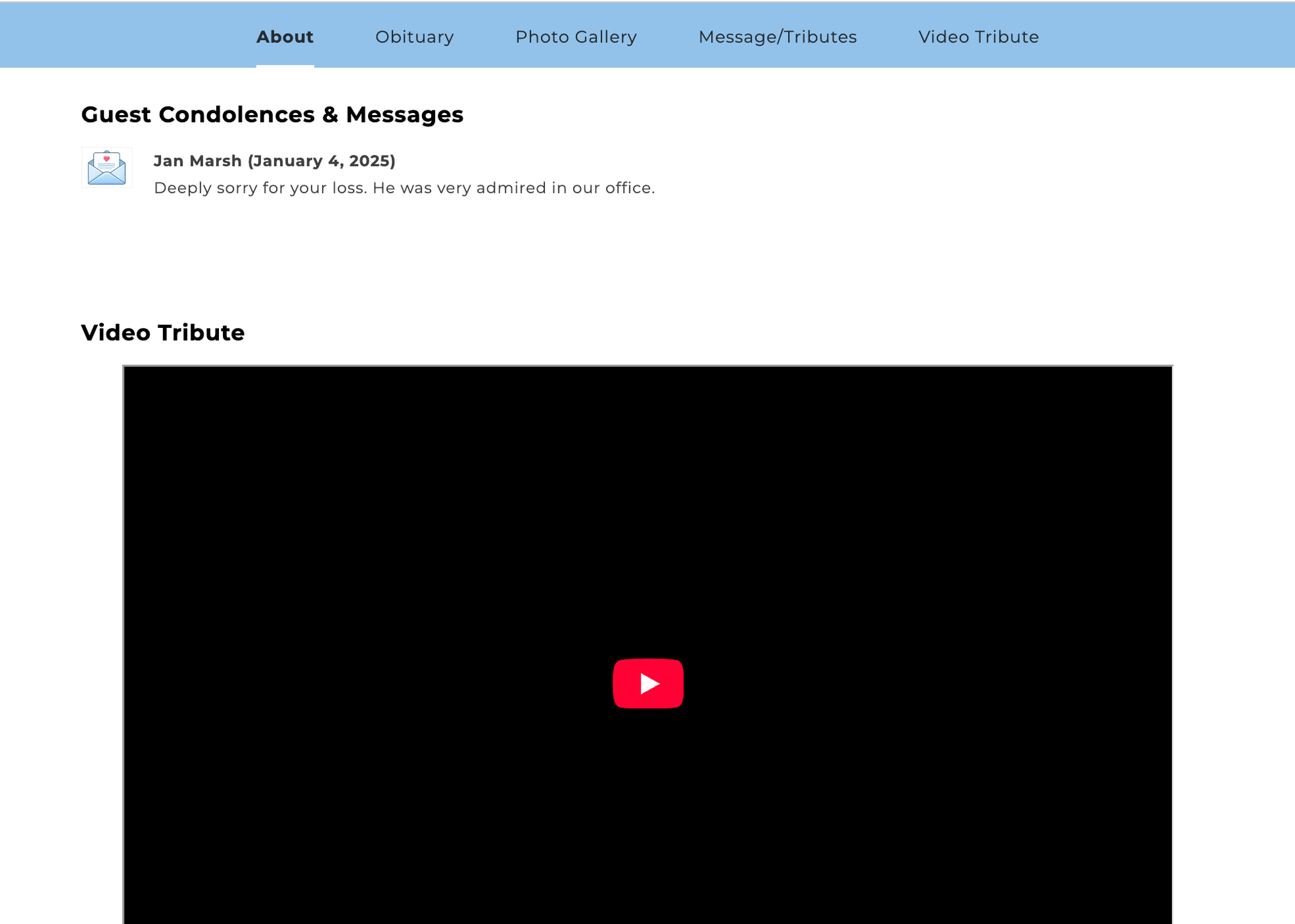 Doves Online Memorial Website - The Funeral Program Site