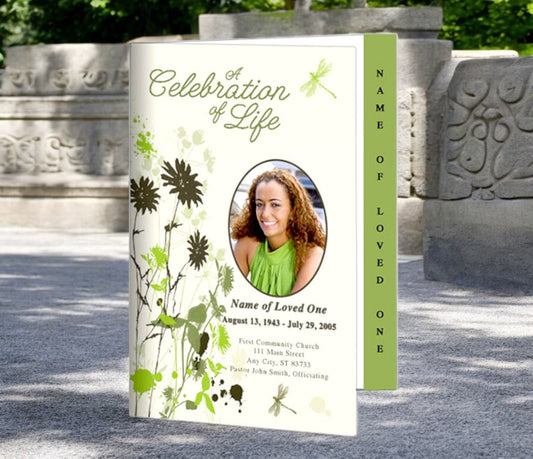 Dragonfly 4 - Sided Graduated Funeral Program Template - The Funeral Program Site