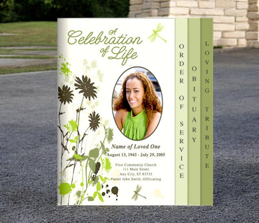 Dragonfly 8 - Sided Graduated Funeral Program Template - The Funeral Program Site