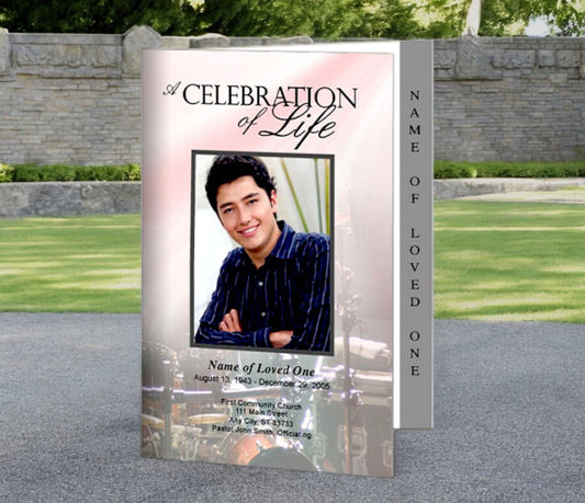 Drums 4 - Sided Graduated Funeral Program Template - The Funeral Program Site