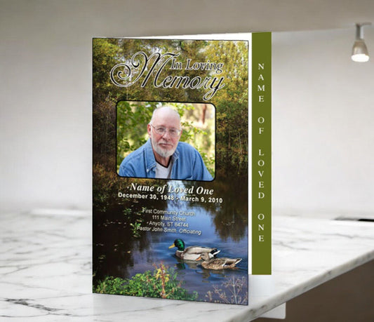 Duck Pond 4 - Sided Graduated Funeral Program Template - The Funeral Program Site