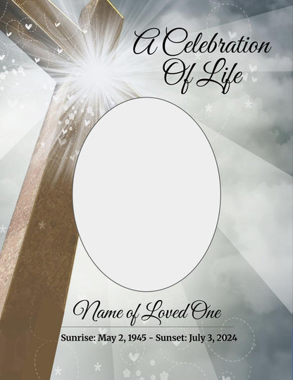 Eternal Cross Digital Only Funeral Program Template - The Funeral Program Site