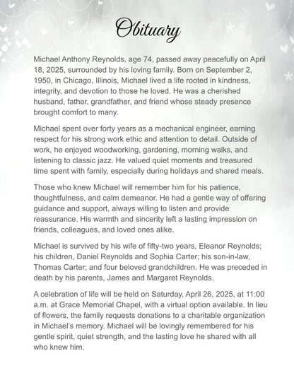 Eternal Cross Digital Only Funeral Program Template - The Funeral Program Site