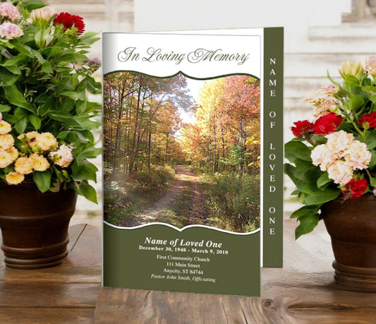 Fall 4 - Sided Graduated Funeral Program Template - The Funeral Program Site
