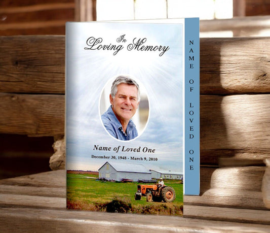 Farm 4 - Sided Funeral Graduated Program Template - The Funeral Program Site