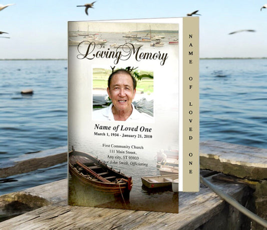 Fishing 4 - Sided Graduated Funeral Program Template - The Funeral Program Site