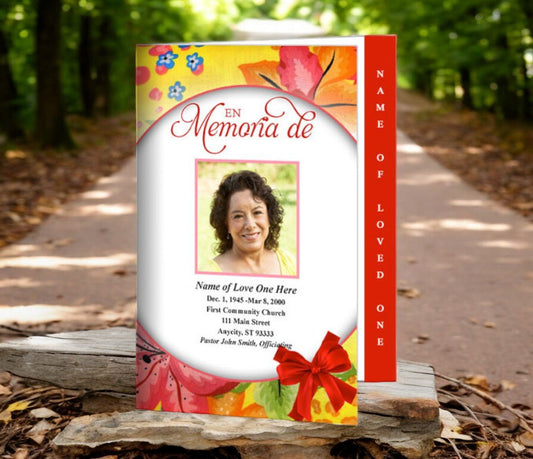 Flora 4 - Sided Graduated Funeral Program Template - The Funeral Program Site