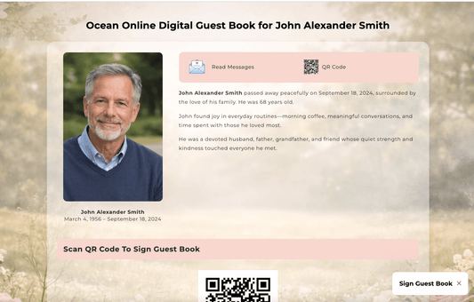 Floral Digital Funeral Guest Book - The Funeral Program Site