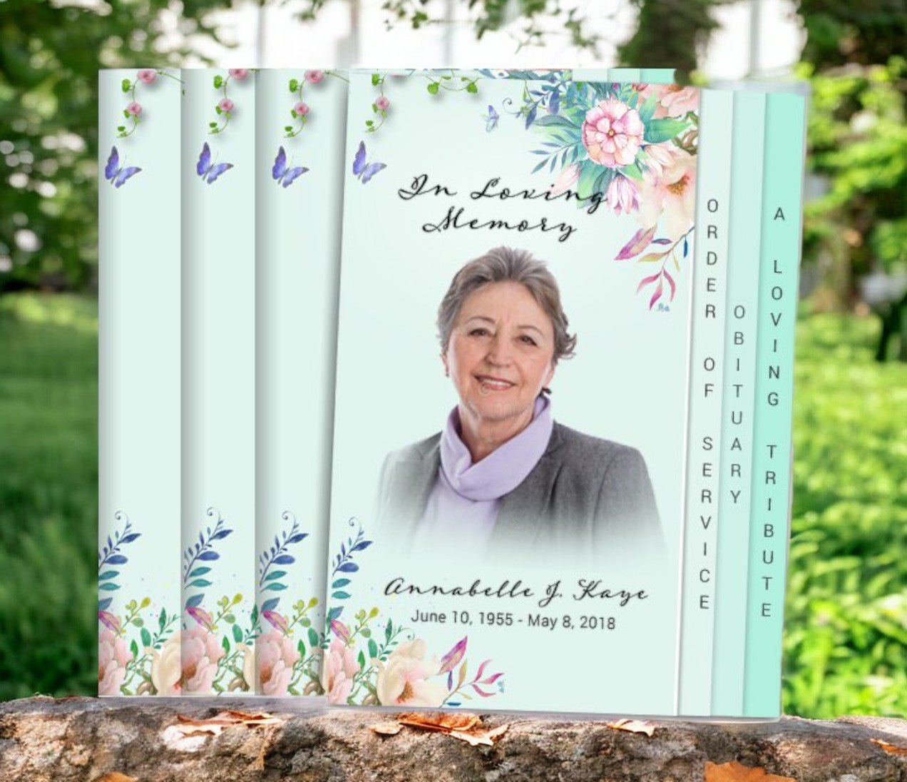 Funeral Desing Program Flowers Floral Inspire 8-Sided Graduated Funeral Program Design & Print (Pack ...