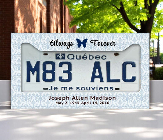 Flourish Custom In Loving Memory License Plate Frame - The Funeral Program Site