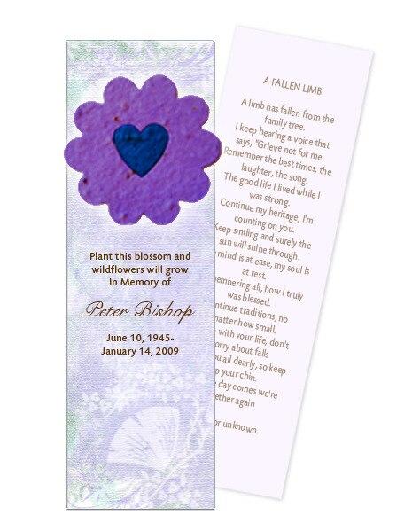 Flower Plantable Memorial Bookmark (Pack of 12) - The Funeral Program Site
