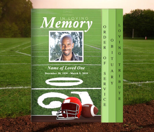 Football 8 - Sided Graduated Funeral Program Template - The Funeral Program Site