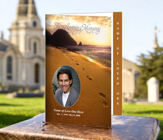 Footprints 4 - Sided Graduated Funeral Program Template - The Funeral Program Site