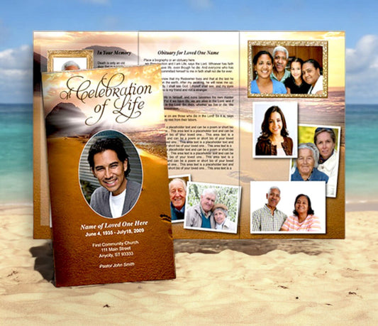 Footprints TriFold Funeral Brochure Template - The Funeral Program Site