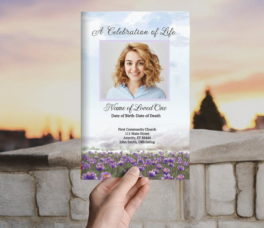 Freesia Online Funeral Program Template - The Funeral Program Site
