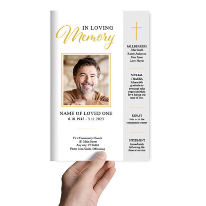 Silver Gold Funeral Program Template