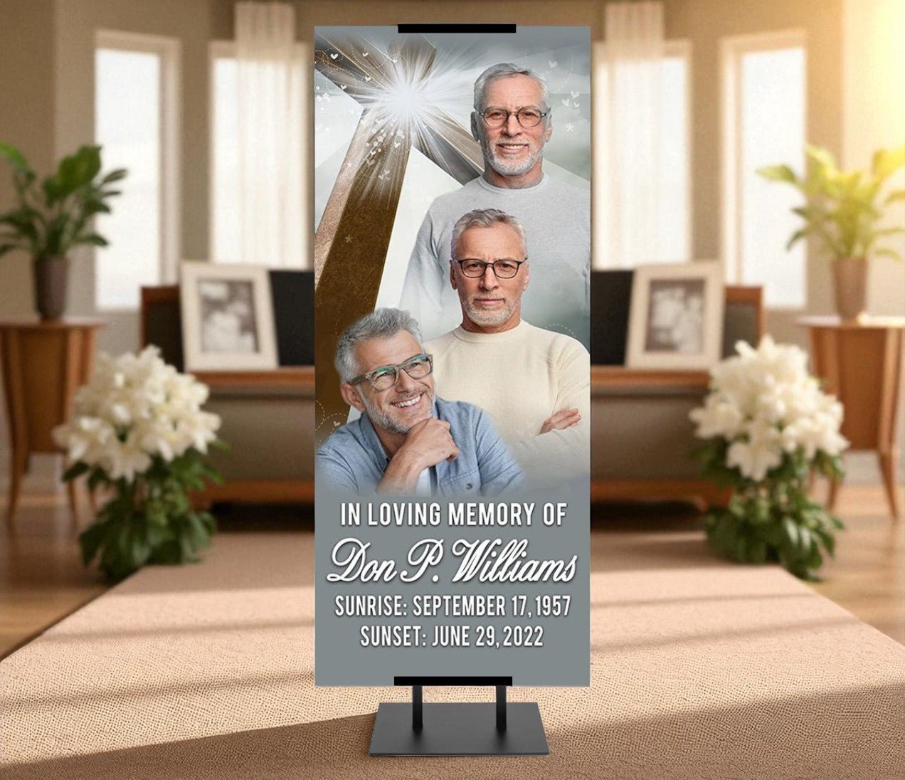 Funeral Banner 24 x 60 - Eternal Cross - The Funeral Program Site