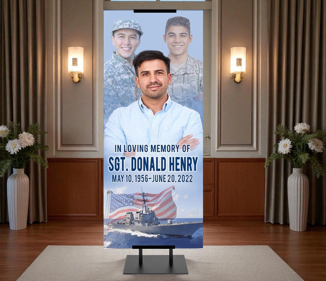 Funeral Banner 24 x 60 - Navy - The Funeral Program Site