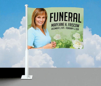 Garden Funeral Car Flag and Pole - The Funeral Program Site