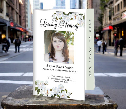 Gardenia 4 - Sided Graduated Funeral Program Template - The Funeral Program Site