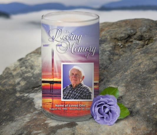 Glorify Personalized Glass Memorial Candle - The Funeral Program Site