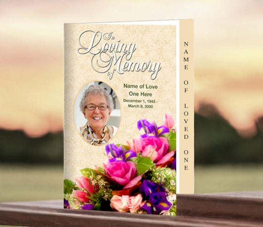 Golden 4 - Sided Graduated Funeral Program Template - The Funeral Program Site