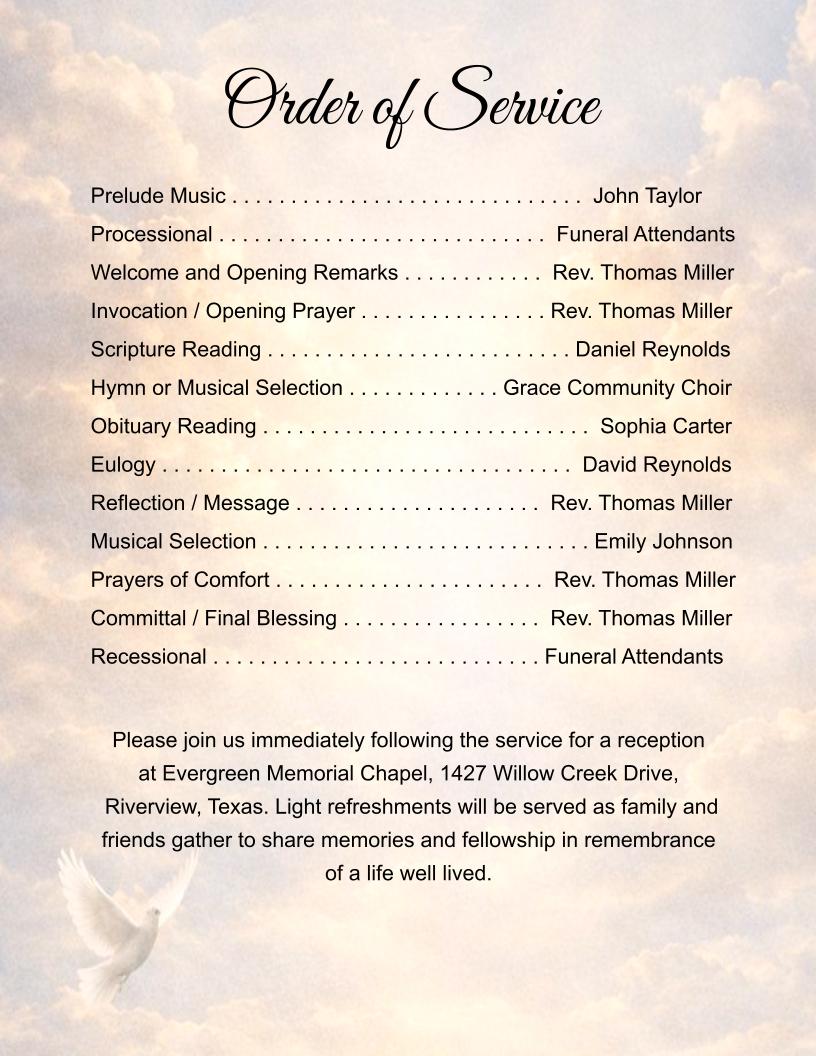 Golden Skies Digital Only Funeral Program Template - The Funeral Program Site