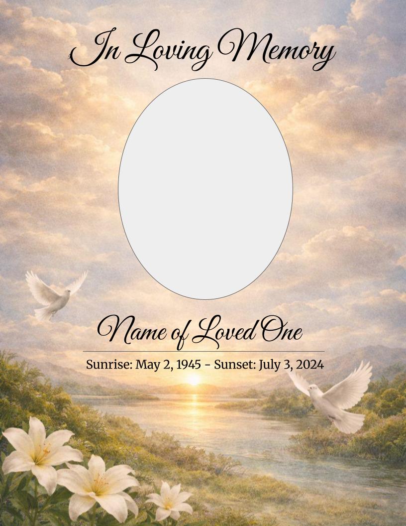 Golden Skies Digital Only Funeral Program Template - The Funeral Program Site