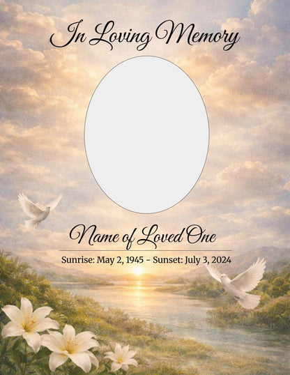 Golden Skies Digital Only Funeral Program Template - The Funeral Program Site