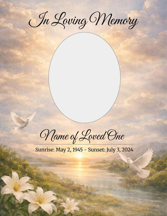 Golden Skies Digital Only Funeral Program Template - The Funeral Program Site