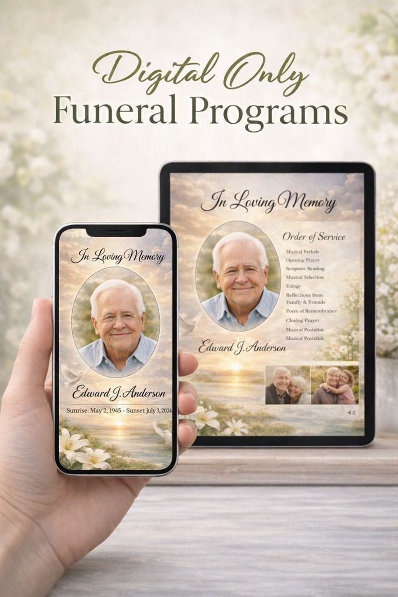 Golden Skies Digital Only Funeral Program Template - The Funeral Program Site