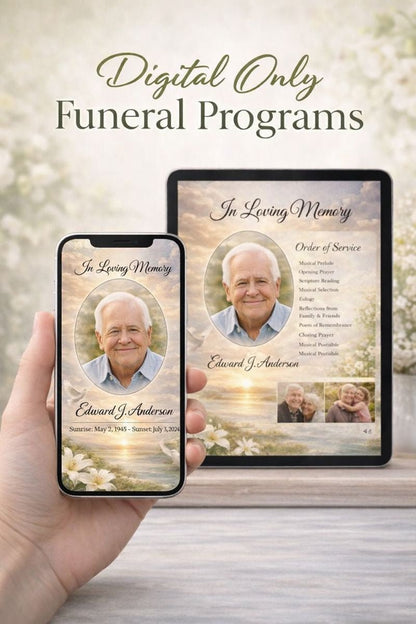 Golden Skies Digital Only Funeral Program Template - The Funeral Program Site
