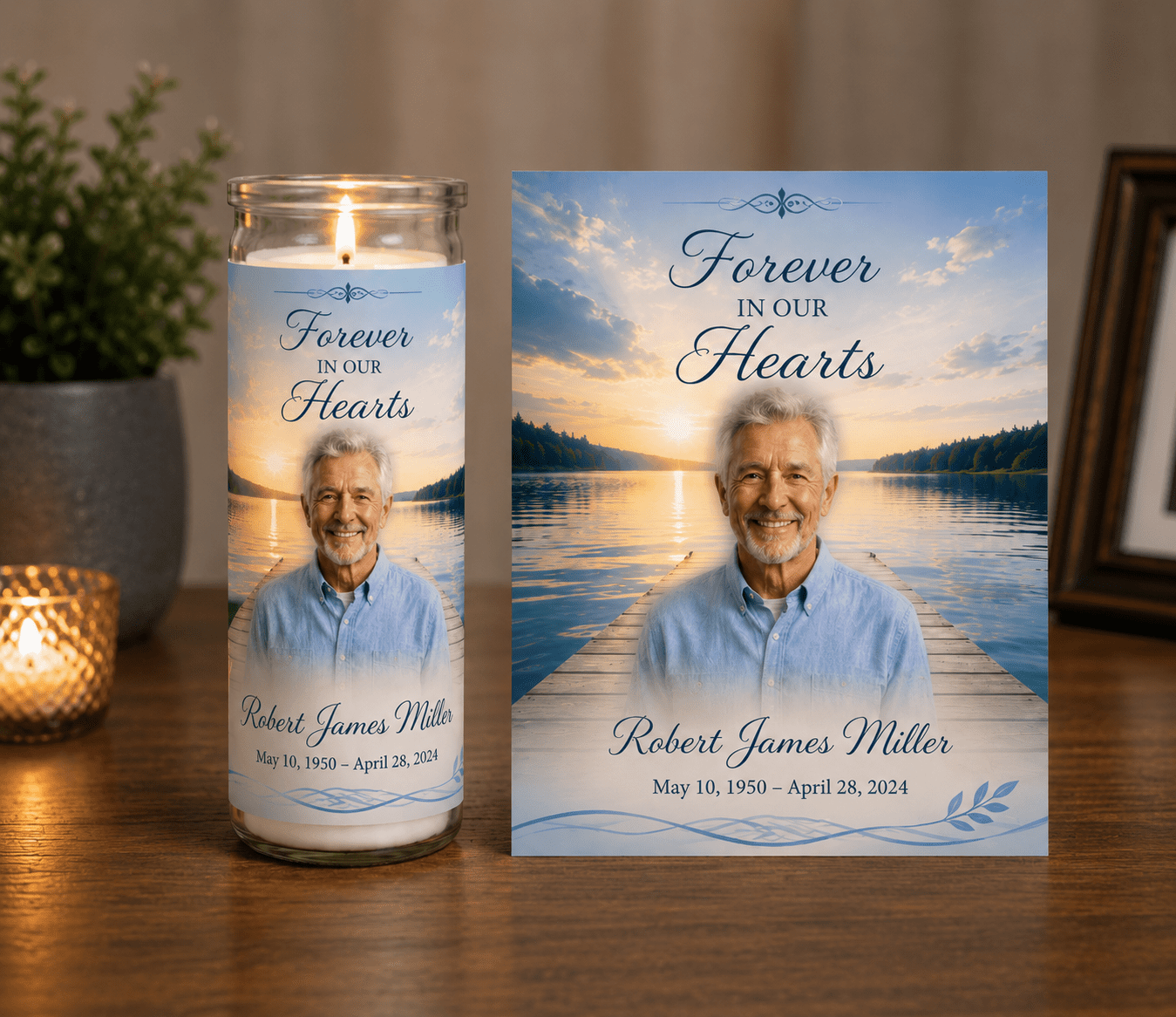 Golden Sunset DIY Memorial Candle Wrap Template - The Funeral Program Site