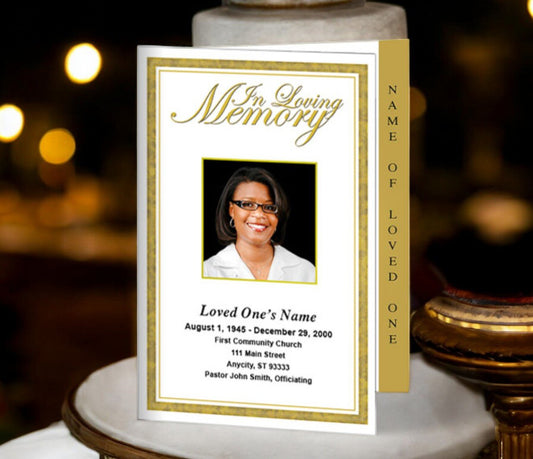 Goldenrod 4 - Sided Graduated Funeral Program Template - The Funeral Program Site