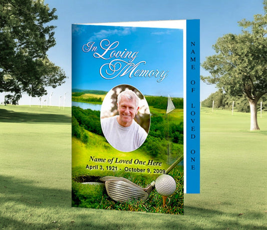 Golfer 4 - Sided Graduated Funeral Program Template - The Funeral Program Site