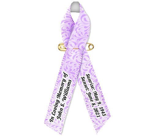 Gray Leaves Awareness Ribbons Personalized Memorial - Pack of 10 - The Funeral Program Site