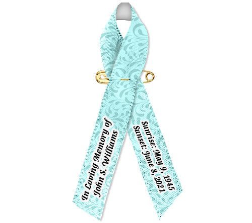 Gray Leaves Awareness Ribbons Personalized Memorial - Pack of 10 - The Funeral Program Site