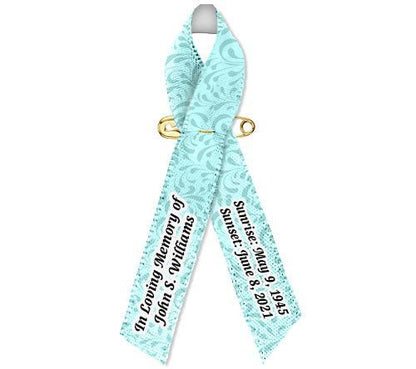 Gray Leaves Awareness Ribbons Personalized Memorial - Pack of 10 - The Funeral Program Site