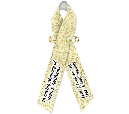 Gray Leaves Awareness Ribbons Personalized Memorial - Pack of 10 - The Funeral Program Site
