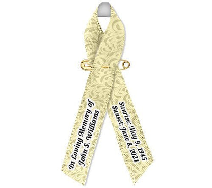 Gray Leaves Awareness Ribbons Personalized Memorial - Pack of 10 - The Funeral Program Site