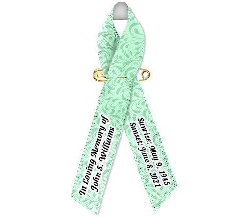 Gray Leaves Awareness Ribbons Personalized Memorial - Pack of 10 - The Funeral Program Site