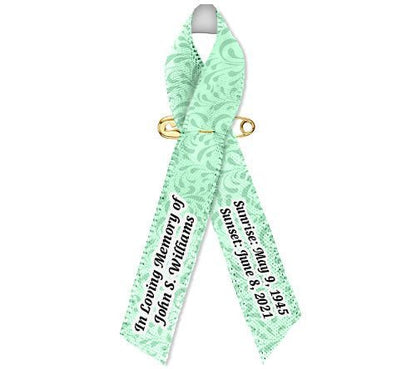 Gray Leaves Awareness Ribbons Personalized Memorial - Pack of 10 - The Funeral Program Site