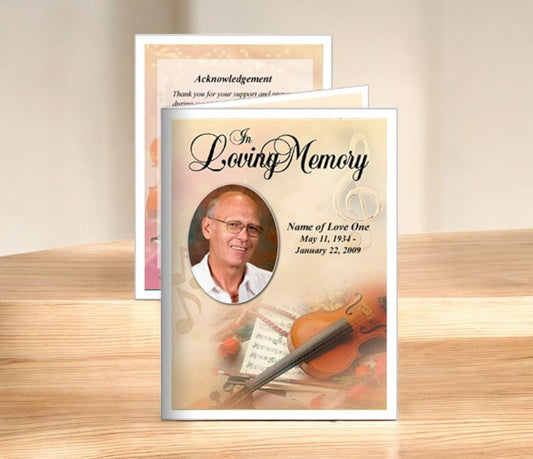 Harmony Small Memorial Card Template - The Funeral Program Site