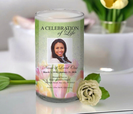 Harvest Personalized Glass Memorial Candle - The Funeral Program Site
